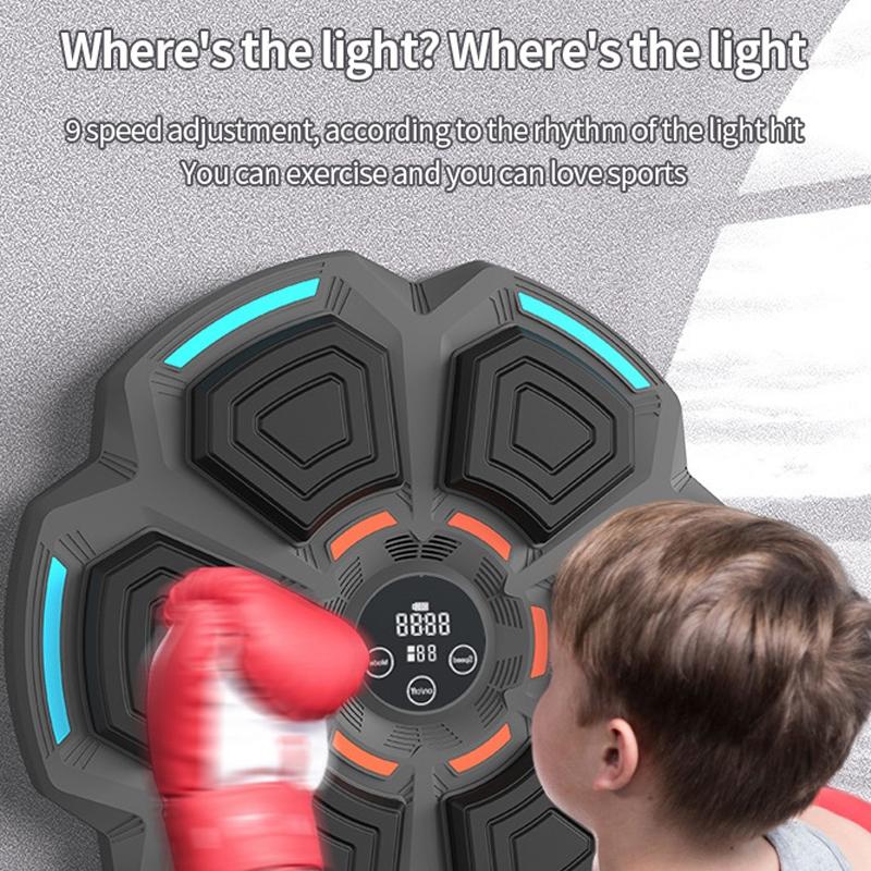 Adjustable 9-Speed Bluetooth Music Boxing Machine With Lights - Black - Black