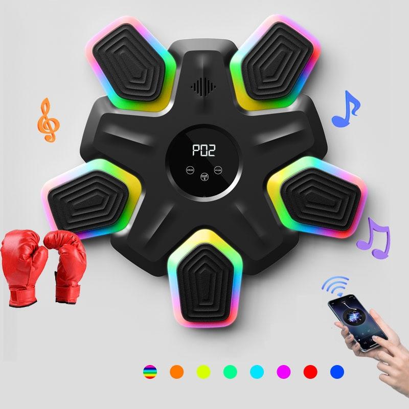 Bluetooth Music Boxing Machine - 4 Modes 9 Speeds Colourful Lights - Only Machine Black