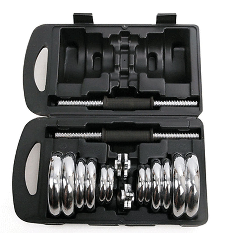 20KG Chrome Dumbbell Set Weight Dumbbells Home Gym Training Fitness BarBell Case