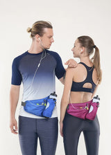 Black Hydration Running Waist Pack – Waterproof Lightweight Sports Belt with Bottle Holder(Water bottles are filming props, not included)