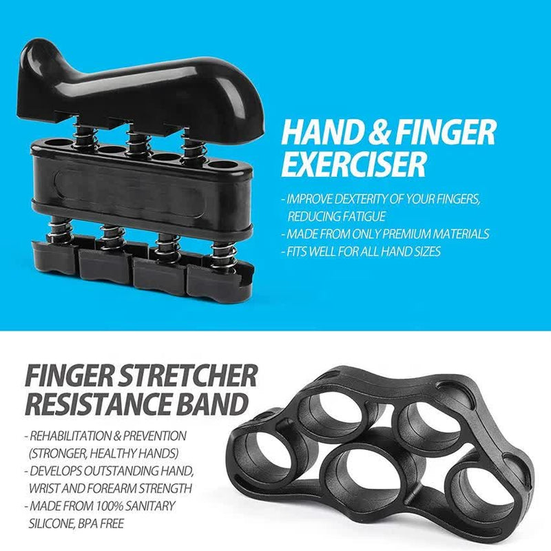Orange 5-Piece Hand Grip Strength Training Set - Adjustable Grip Exerciser, Silicone Grip Rings & Grip Ball